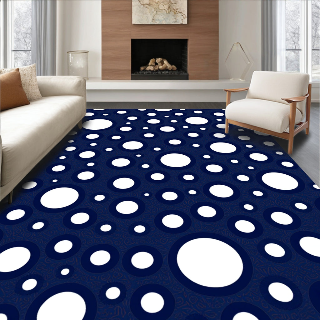 Deep Navy Circles Arrangement Rug