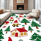 Festive Gnomes And Red Houses Christmas Rug