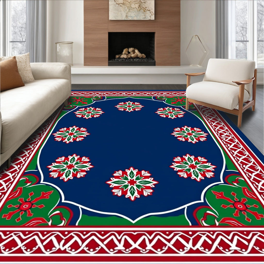 Rich Blue Starburst Arabesque Framing Rug
