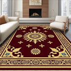 Burgundy Gold Floral Medallion Border Rug