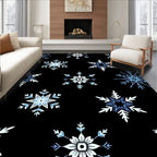 Winter Blue Snowflake Collage Rug