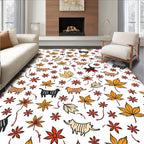 Autumn Leaves and Whimsical Cats Rug