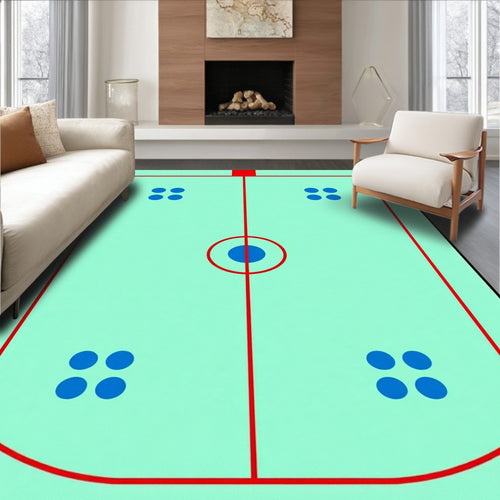 Aqua Hockey Court Blue Dots Rug