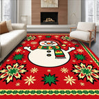 Festive Red Snowman Starburst Rug