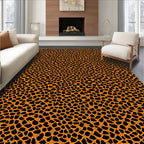 Orange Black Cracked Texture Rug