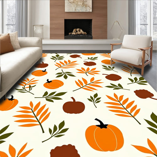 Autumn Pumpkin Leaf Medley Rug