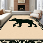 Black Bear Silhouette Woodland Crest Rug