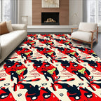 Bold Red Black Yellow Abstract Forms Rug