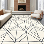 Minimalist Gray Geometric Grid Rug