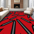 Red Abstract Pencil Scatter Rug