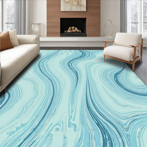 Aqua Blue Marble Swirl Texture Rug