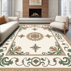 Vintage Floral Medallion Cream Border Rug