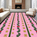 Pink Green Garland Red Bow Star Rug