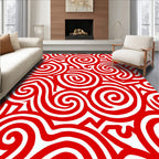 Crimson Swirl Abstract Lines Rug
