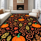 Autumn Pumpkin Leaf Swirls Rug