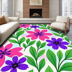 Vibrant Pink Purple Floral Leaf Medley Rug