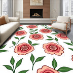 Coral Pink Rose Garden Arrangement Rug