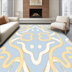 Pale Blue Swirled Filigree Abstract Rug