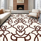 Dark Brown Organic Swirl Damask Rug