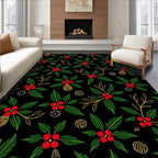 Emerald Holly Berry Christmas Garland Rug