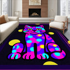 Whimsical Purple Pink Polka Dot Cat Rug