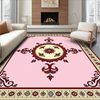 Pale Pink Crimson Medallion Symmetry Rug