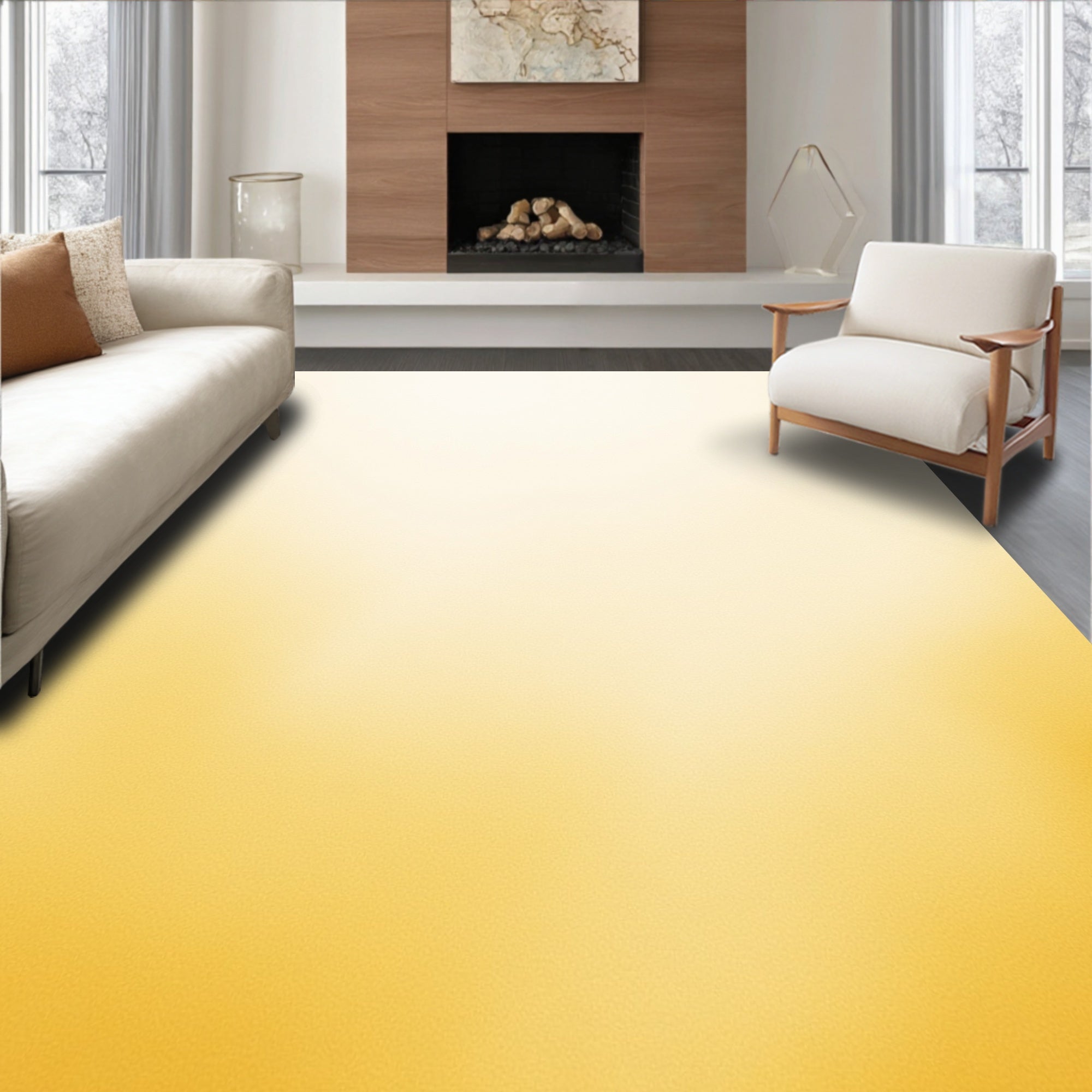 Sunset Gold Gradient Soft Texture Rug