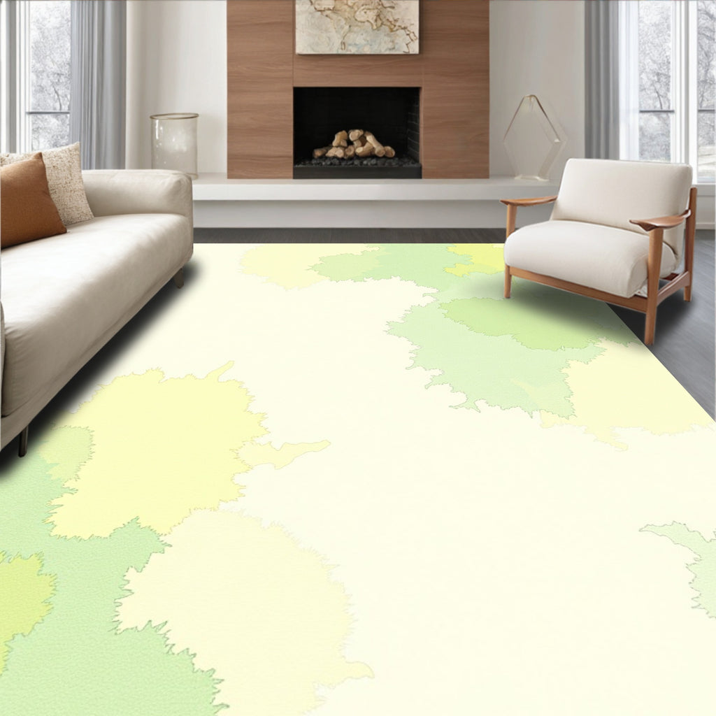 Pale Green Yellow Abstract Splatter Rug