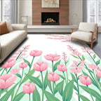 Pink Tulip Blossom Garden Rug