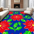 Vibrant Red Flower Garden Burst Rug