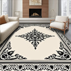 Classic Black Ivory Ornamental Medallion Rug