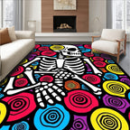Vibrant Skeleton Flower Burst Rug