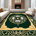 Deep Emerald Golden Arabesque Medallion Rug