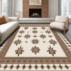 Brown Medallion Frame With Floral Accents Rug