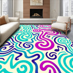 Vibrant Teal Purple Swirls Harmony Rug