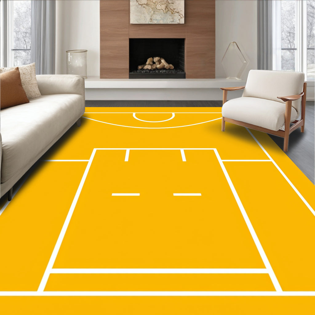 Bold Yellow Minimalist Court Rug