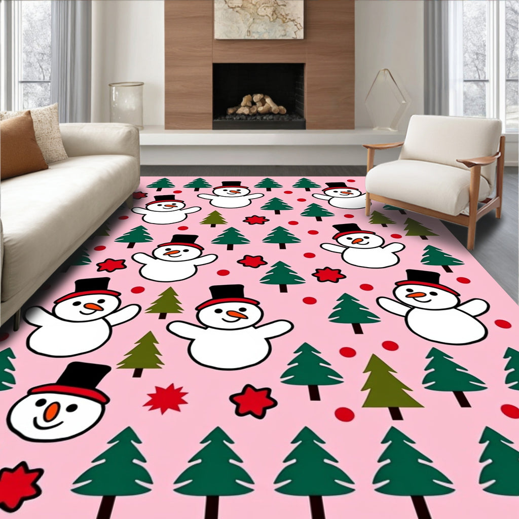 Charming Snowman Christmas Tree Garland Rug