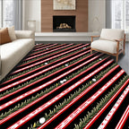 Diagonal Red White Striped Laurel Circles Rug