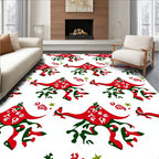 Red Green Abstract Organic Shapes Rug