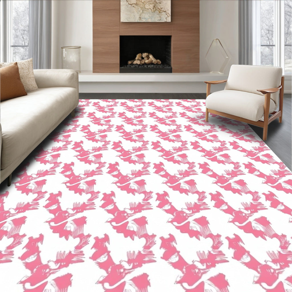 Pink Abstract Floral Strokes Rug
