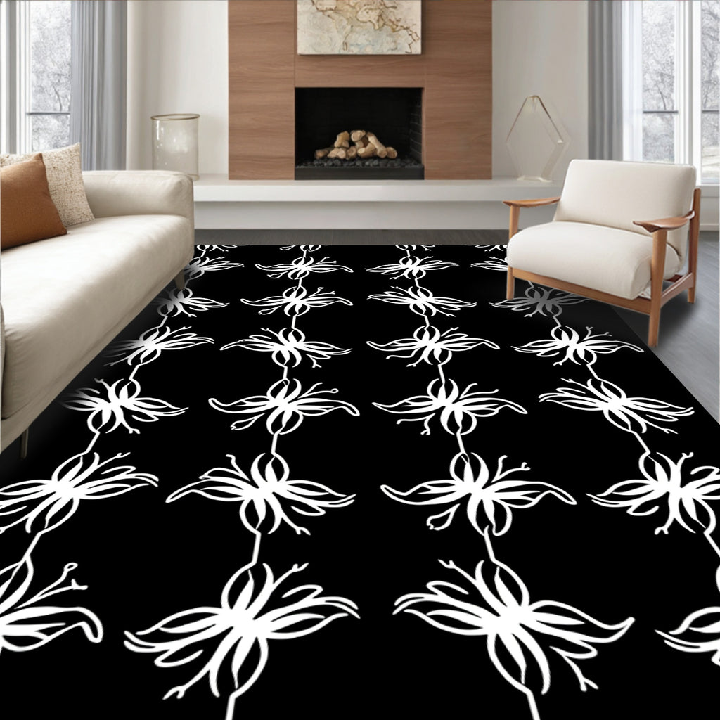 White Leafy Vine Trellis Repeat Rug