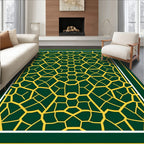 Emerald Gold Geometric Lattice Rug