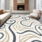 Dark Gray Beige Swirl Abstract Rug