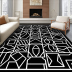 Black White Geometric Tessellation Art Rug