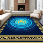 Deep Blue Yellow Concentric Circle Rug