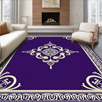 Regal Purple Cream Arabesque Medallion Rug