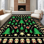 Green Evergreen Forest Starry Night Rug