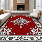 Ornate Scarlet Botanical Star Burst Rug
