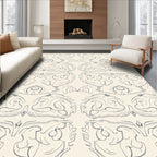 Cream Gray Ornamental Scrollwork Rug