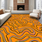 Orange Abstract Swirls with Black Outline Rug